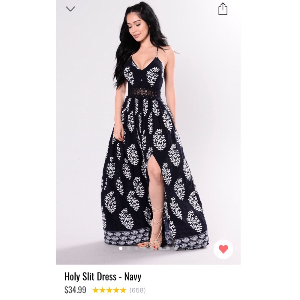 Holy Slit Dress - Navy